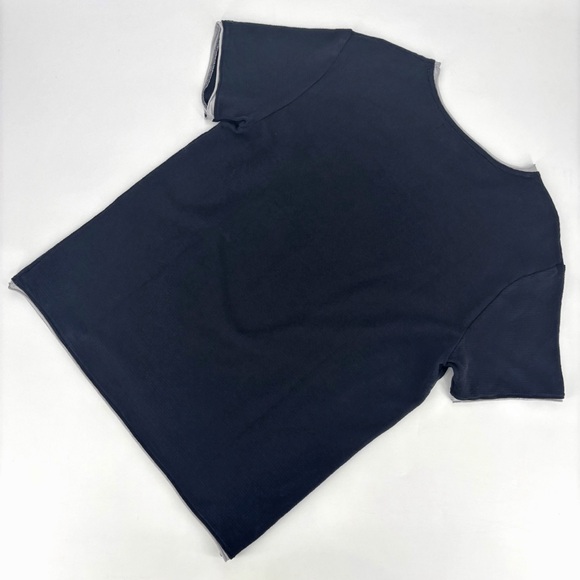 Joe's Jeans NWT Black and Grey Horizontal Ribbed Short Sleeve Cotton Tee, Medium - Picture 2 of 16